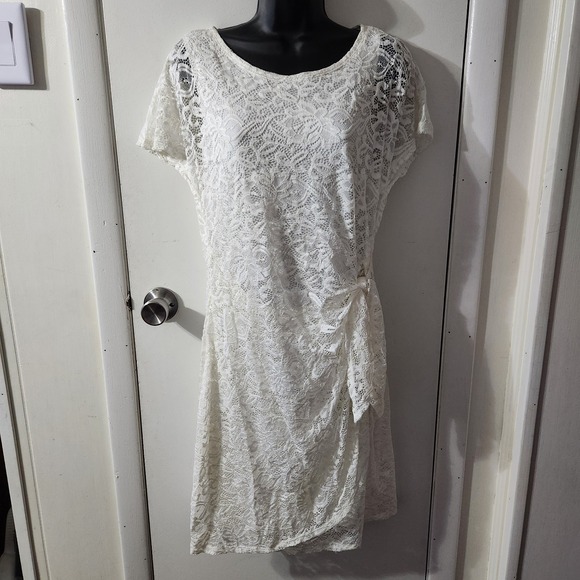 Robbie Bee Dresses & Skirts - Robbie Bee Women's Tie Knit Short Sleeve Midi Sheath Dress Sz PS Color: WHT